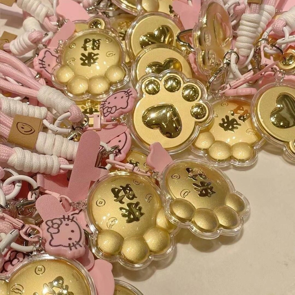 潮正品999来财猫手机挂件双双双面猫扣金挂饰生日用品ของแท้999 Caicai Cat Clawโทรศัพท์มือถือจี้สองด้านKD