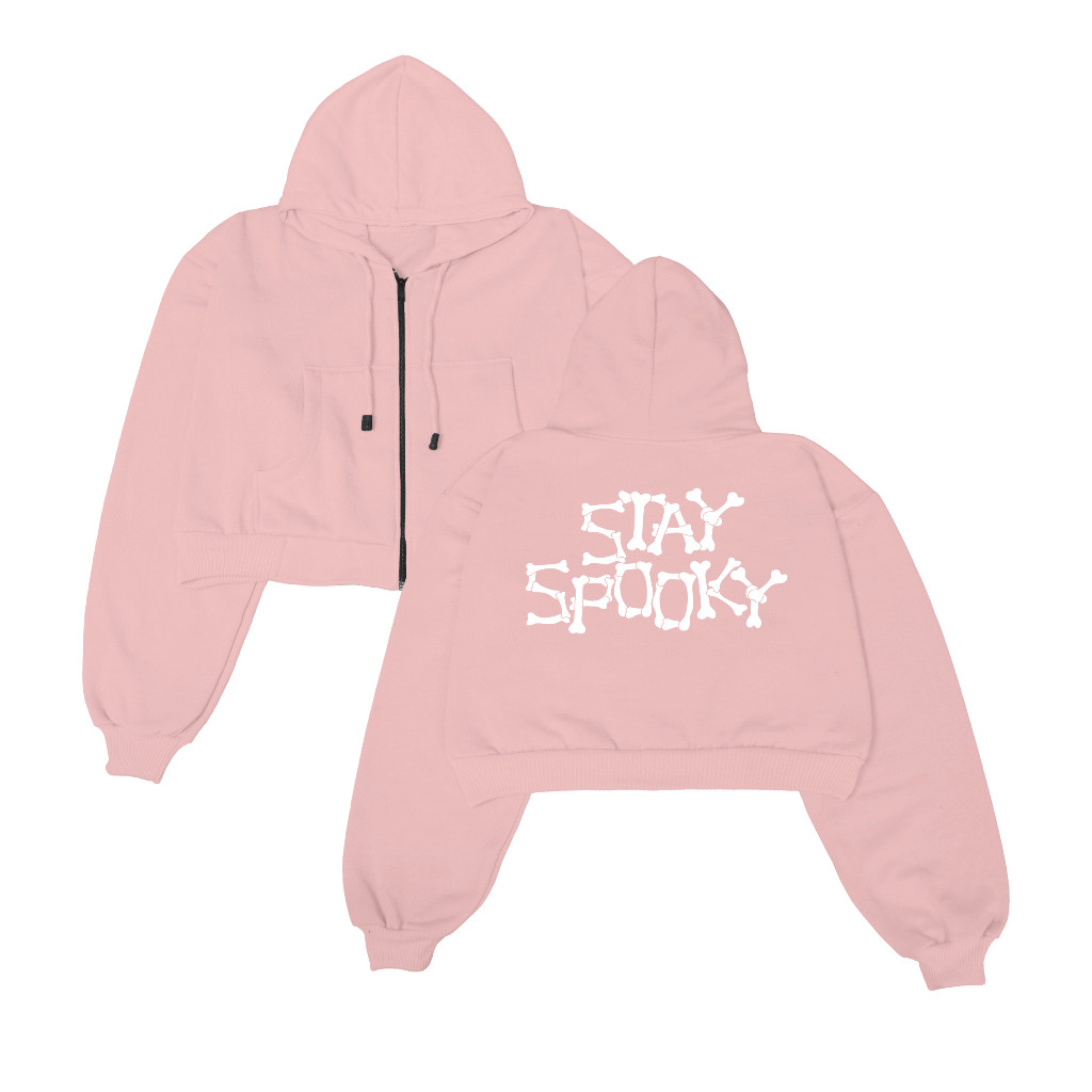 Stay Spooky Zipper Crop Hoodie สําหรับผู้หญิง