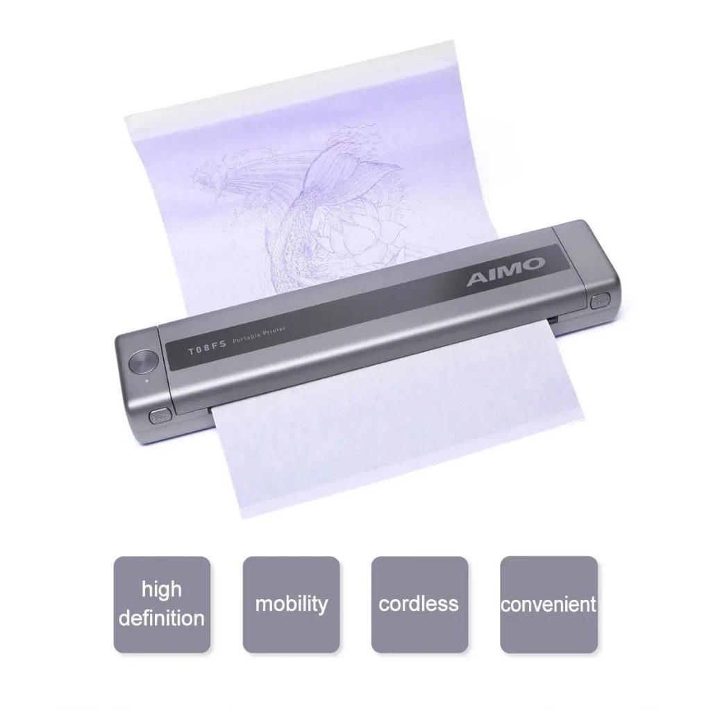 Aimo T08FS สายบลูทูธพิมพ์ความร้อน A4 Tattoo Line Art Transfer Machine เหมาะสําหรับอุปกรณ์สักทั้งหมดสมาร์ทโฟนและพีซี thumbnail 9