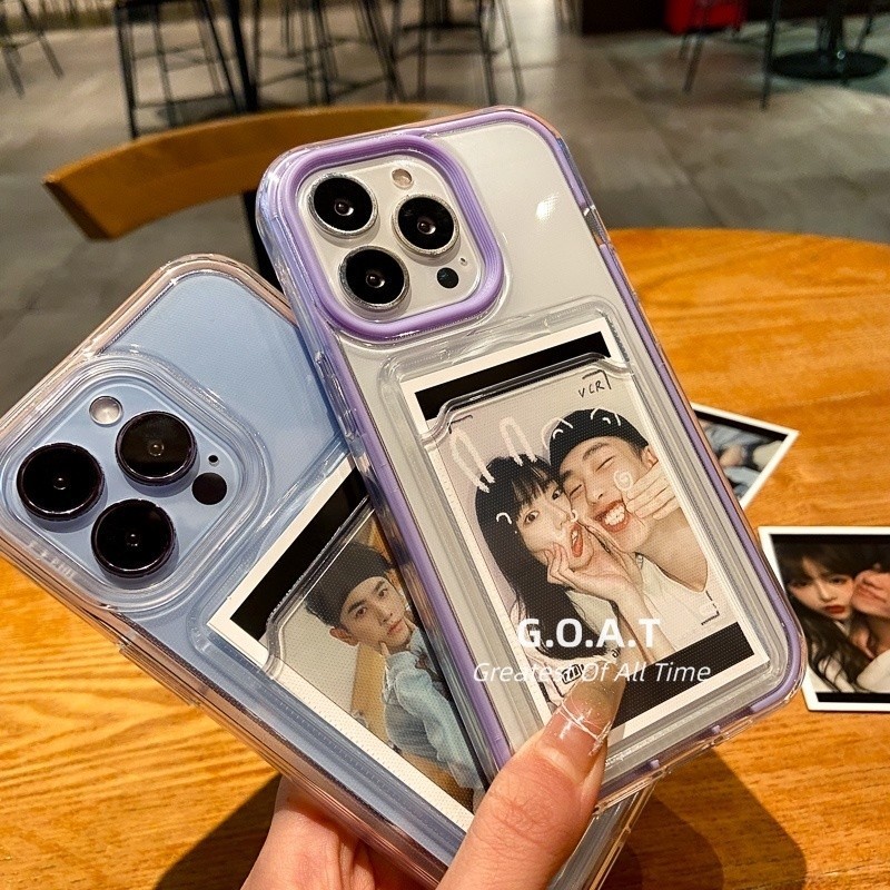 Goat สามในหนึ่งของเหลวผิวรู้สึกสีทึบกระเป๋าสําหรับ iPhone 11 15 13 12 14 Pro Max XR XS Max 8 7 6 6S Plus iPhone กรณี Lengs ป้องกัน anti - drop ฝาหลัง