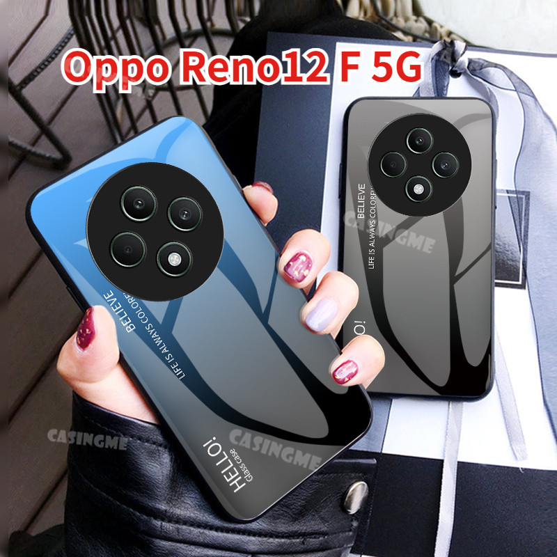 Oppo Reno12 F 5G 2024 กระจกนิรภัยเคสโทรศัพท์สําหรับ Oppo Reno 12F Reno12F Reno12 12 Pro F 4G 5G 2024 ปลอกไล่โทนสีเคสโทรศัพท์กันกระแทกฝาหลัง