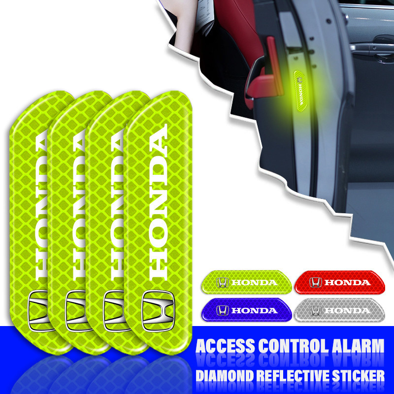 4PCS สติกเกอร์ประตูรถคําเตือนความปลอดภัยสะท้อนแสง Mark สําหรับ Honda Civci CRV Accord Mugen Prelude 
