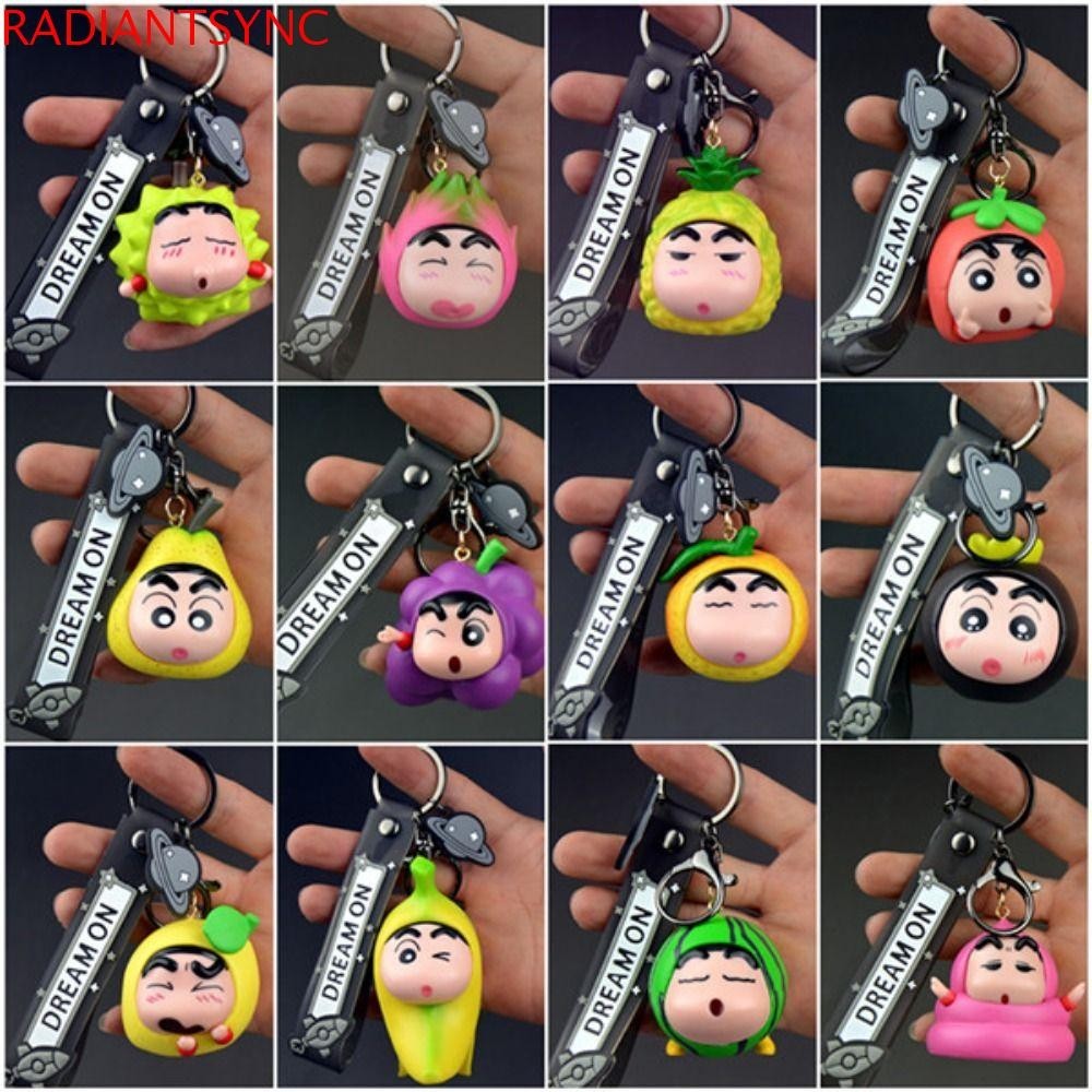 Radiantsync ผลไม้ Crayon Shin-chan แหวน,ทุเรียนมะนาวเครยอนชินจังพวงกุญแจ,กระเป๋า Charm องุ่นญี่ปุ่นอะนิเมะ Ins อะนิเมะพวงกุญแจของเล่นเด็ก