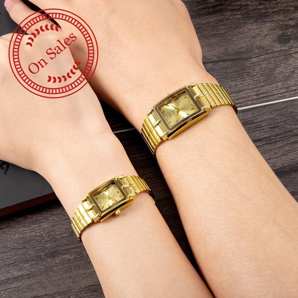 นาฬิกาคู่คนรักหรูหราจอแสดงผลควอตซ์กันน้ําสแตนเลสนาฬิกานาฬิกาข้อมือ ง3พี2