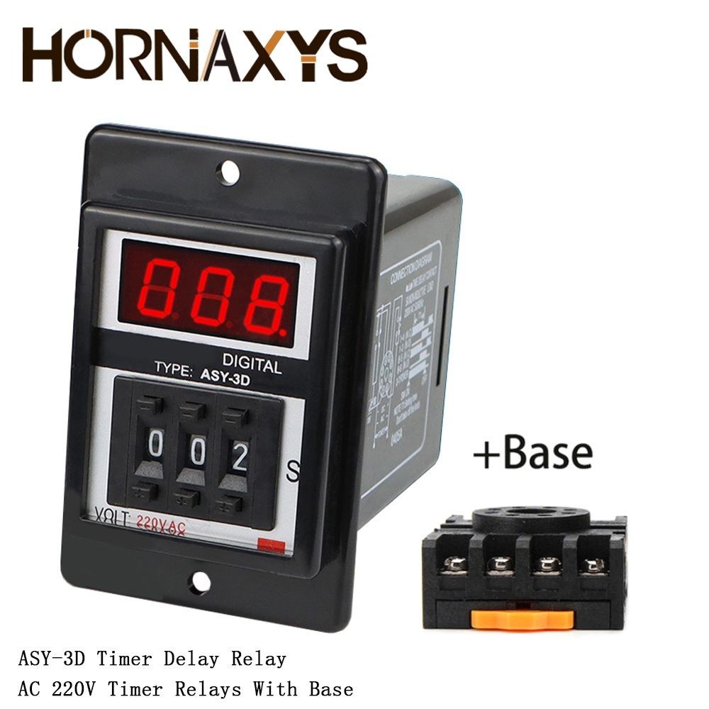 ✼ASY-3D Timer Delay Relay AC 220V Time Relay With Socket ASY Series DC 24V With Base 1-999S/1-999M 3