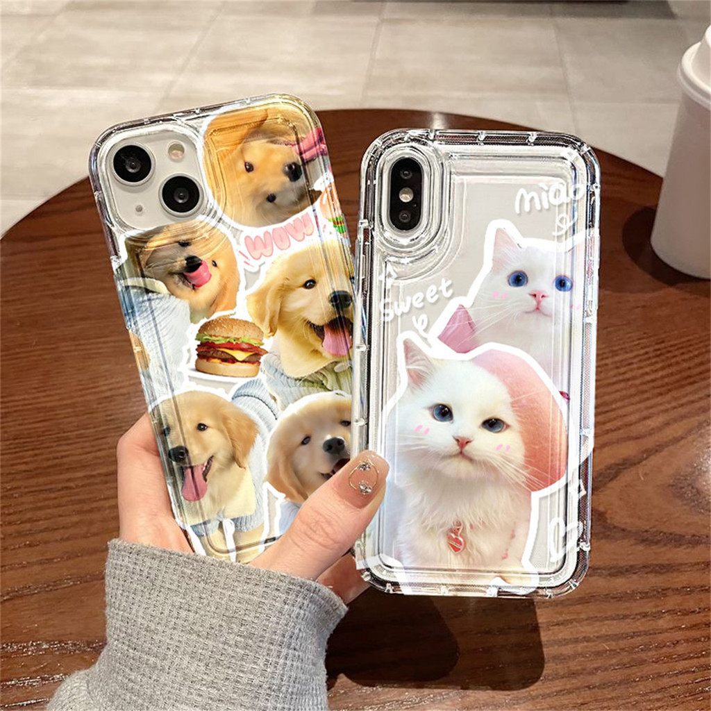 เคส for iphone 15 14 14 12 11 Pro Max 6 7 8 Plus X XR XS Max SE 2020 2022 แมวและหมา เคสโทรศัพท์มือถือ ซิลิโคนอ่อนนุ่ม