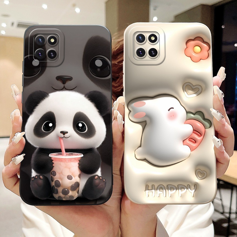 สําหรับ Samsung Galaxy หมายเหตุ 10 Lite SM-N770F น่ารักการ์ตูนแพนด้าเคสโทรศัพท์ Samsung Note10 Lite 10Lite เลนส์ป้องกันซิลิโคนนุ่มกรณี