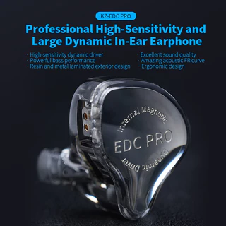 KZ EDC PRO HIFI หูฟังแบบมีสายในหู, ไดรเวอร์ไดนามิกขนาดใหญ่, สายสัญญาณเสียงถอดได้
