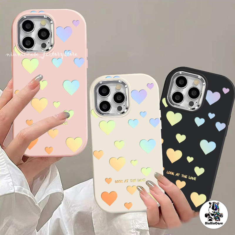 niuniu-เคสไอโฟน11เลเซอร์ยิงหัวใจรัก เคสโทรศัพท์ For iPhone 11 12 14 13 15 Pro Max XR X XS 7Plus เคส ซิลิโคนนุ่ม TPU Case