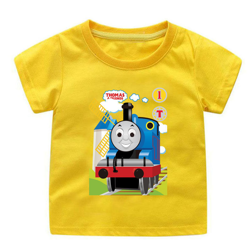 เสื้อยืดรถไฟโทมัสเด็กน่ารักเสื้อยืดผ้าฝ้าย100% เสื้อยืดสำหรับเด็กผู้หญิงเสื้อผ้าเด็กผู้ชายลายการ์ตูน 100-150CM