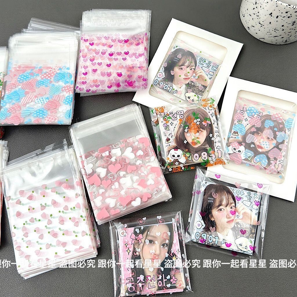 Koo Ka High-value Love Self-Adhesive Bag ins Wind Outlet Card Small Square Card Handbook Sticker Packing Bag Sub-Packing Bag Candy Bag