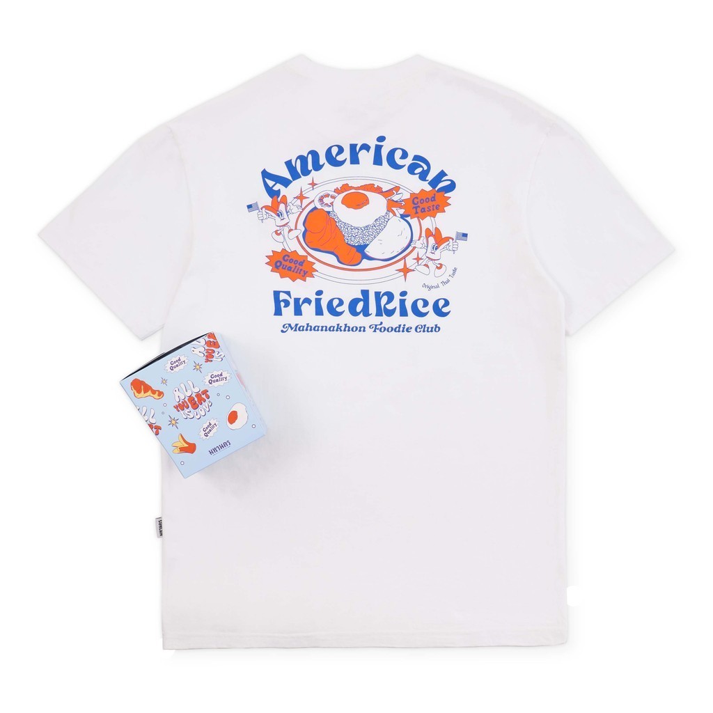 2024 MAHANAKHON FOODIE CLUN AMERICAN FRIED RICE T-SHIRT WHITE เสื้อยืดลายข้าวผัดอเมริกัน สีขาว s-5xl