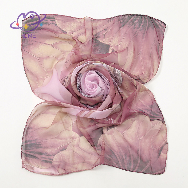 [mayhome] ผ้าพันคอชีฟองดอกไม้กุหลาบหลายสีผู้หญิง Foulard Lotus Leaf ผ้าพันคอยาว Elegant Summer {TH}