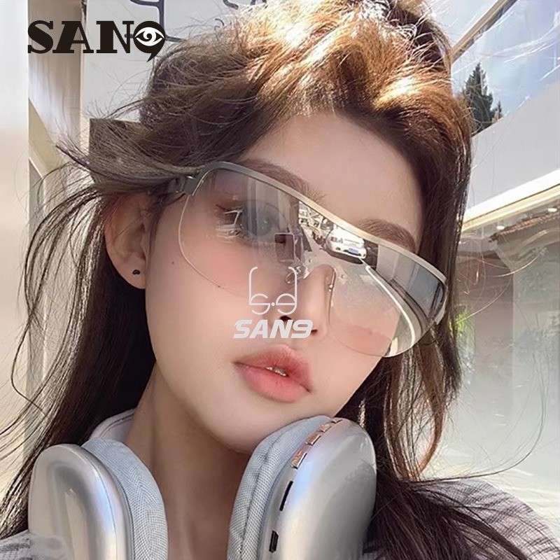 สนับสนุนขายส่งปลาค็อด (ซาน9)ใหม่แฟชั่นครึ่งกรอบแว่นตากันแดดไล่โทนสีผู้หญิงบังแดดแบบบูรณาการ