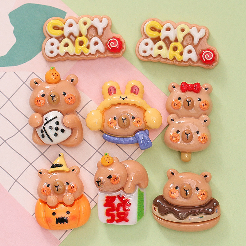 น่ารักที่นิยมในโลกออนไลน์คาปิบาร่ายี่ห้อโดนัท DIY ครีมเคสโทรศัพท์หัวเข็มขัดรองเท้ากิ๊บติดผมเครื่องประดับเรซิ่น