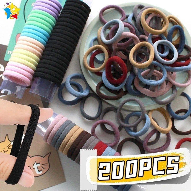 50/200ชิ้นสาวที่มีสีสันยืดหยุ่นผู้ถือผมหางม้าคลาสสิกที่เรียบง่ายผูกผมผู้หญิงขนาดเล็กขนาดใหญ่ยางรัดผมอุปกรณ์ผม
