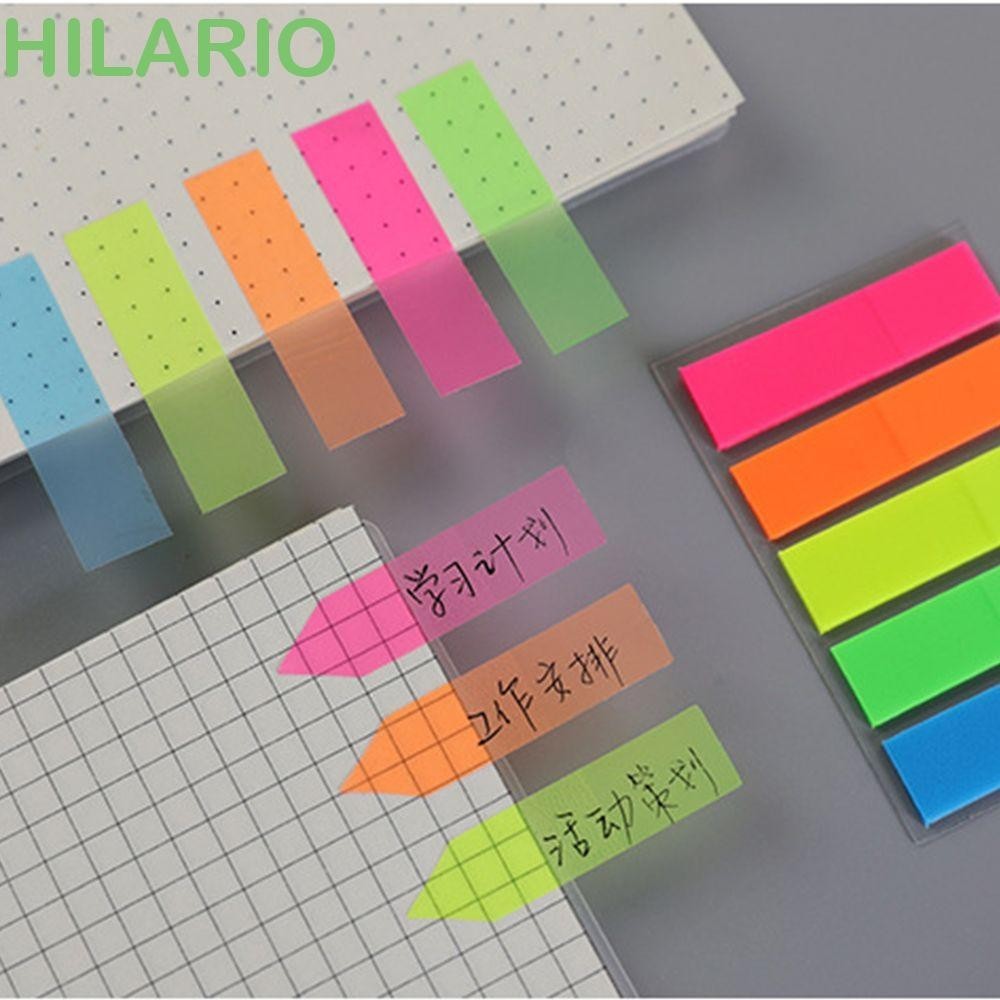 Hilario Fluorescent Memo Pad 100 แผ่น Memo Flags แผ่นบันทึกสีกระดาษเรืองแสง