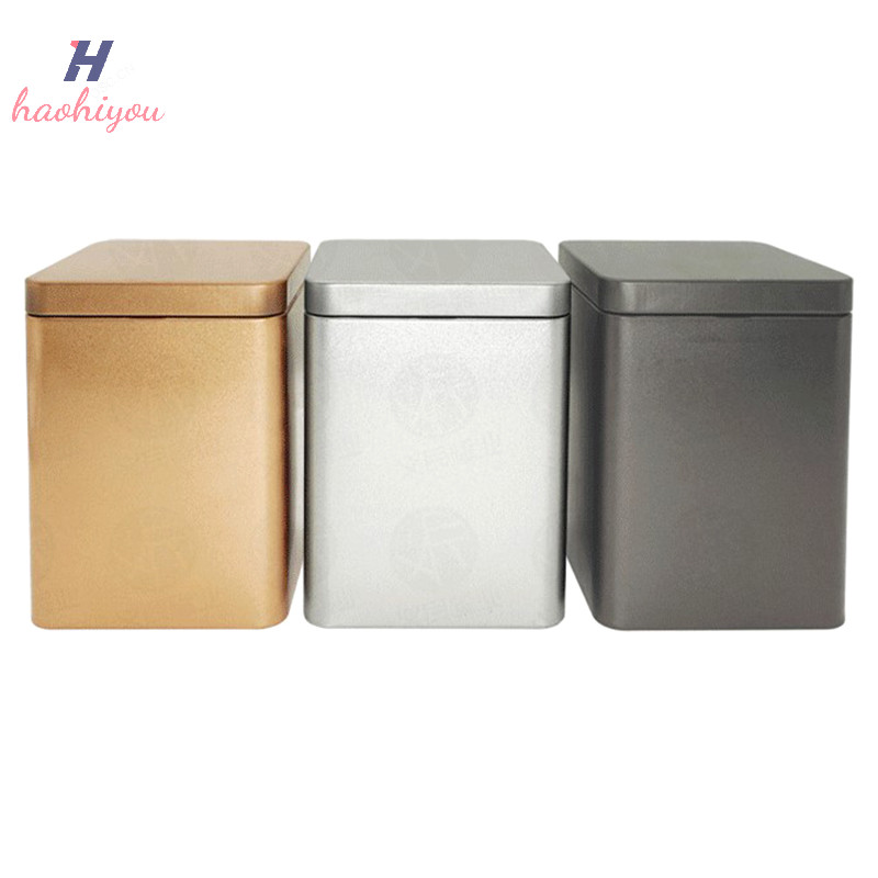 <haohiyou> 1 ชิ้นกระป๋องชาสแควร์โลหะบรรจุภัณฑ์กล่องเก็บกรณีขวดดีบุกขนาดเล็ก