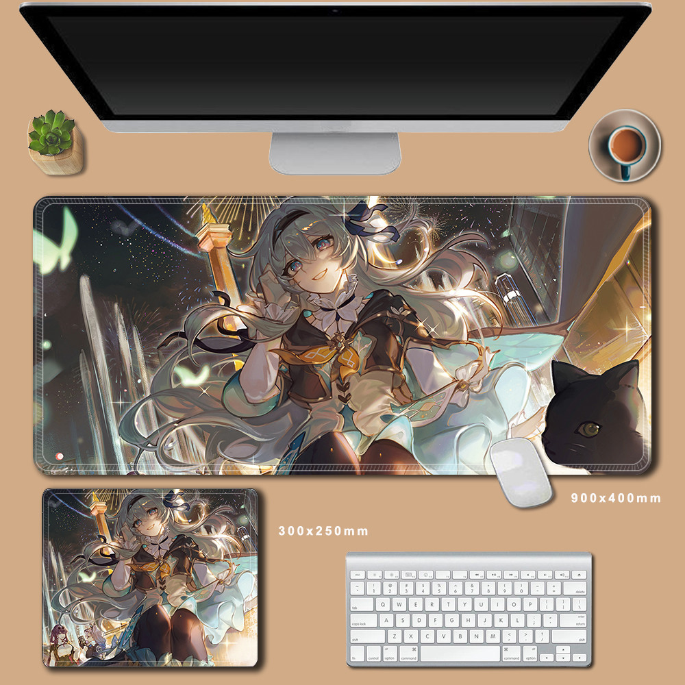 Honkai Firefly 90x40 ซม.แผ่นรองเมาส์ XXL Honkai Star Rail แป้นพิมพ์คอมพิวเตอร์ขนาดใหญ่ Padding อะนิเมะอุปกรณ์เสริมสําหรับเล่นเกมโต๊ะทํางาน Mat