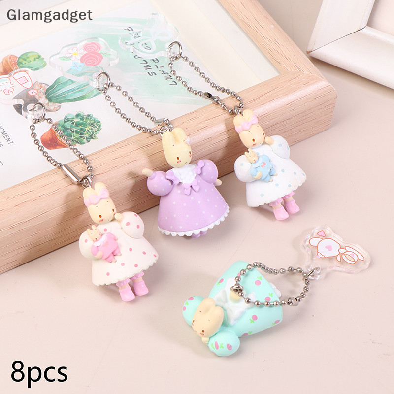 [Glamgadget] 8pcs ใหม่กระต่ายจี้พวงกุญแจกล่องตาบอดแคปซูลไข่การ์ตูนจี้กุญแจของเล่นเด็ก Boutique