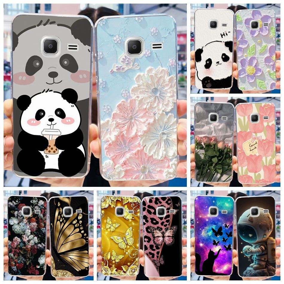สําหรับ Samsung Galaxy J1 Mini (2016) / J1 Nxt SM-J105F J105H J105Y กรณีน่ารัก Panda ดอกไม้ทาสีซิลิโคนนุ่ม TPU เคสโทรศัพท์
