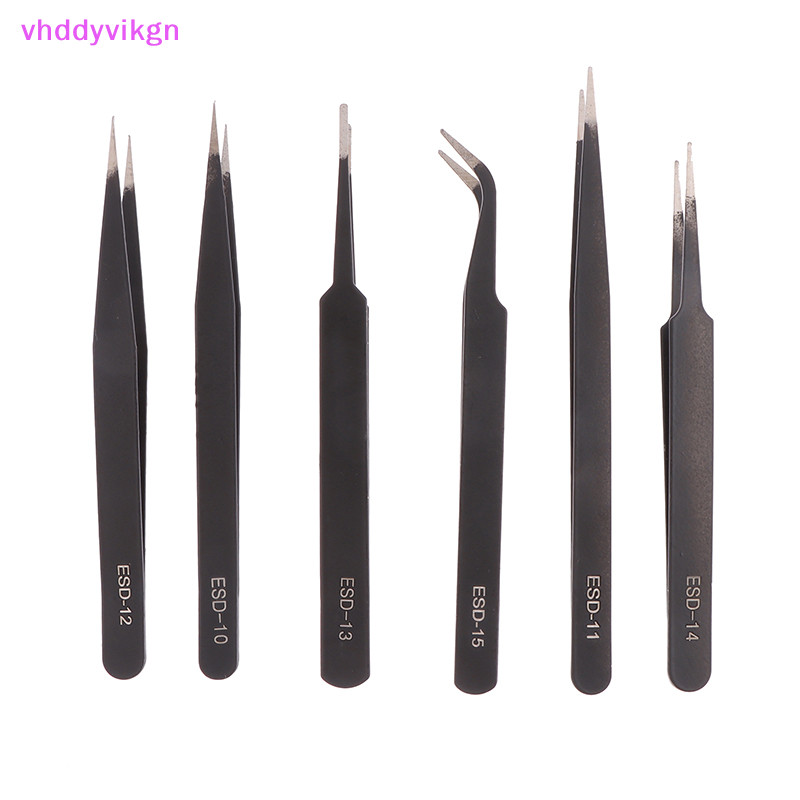 Vhdd 6 ชิ้น Precision แหนบชุด Anti-Static ESD Tweezer สแตนเลสซ่อมเครื่องมือสําหรับ Electronics Soldering ชุดเครื่องประดับ Makin TH