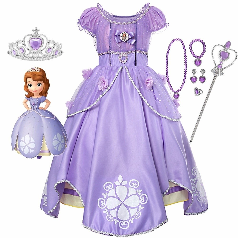 UhomePrincess Sofia เครื่องแต่งกายเด็กคอสเพลย์ชุดเจ้าหญิงสาววันเกิดแฟนซีแต่งตัว