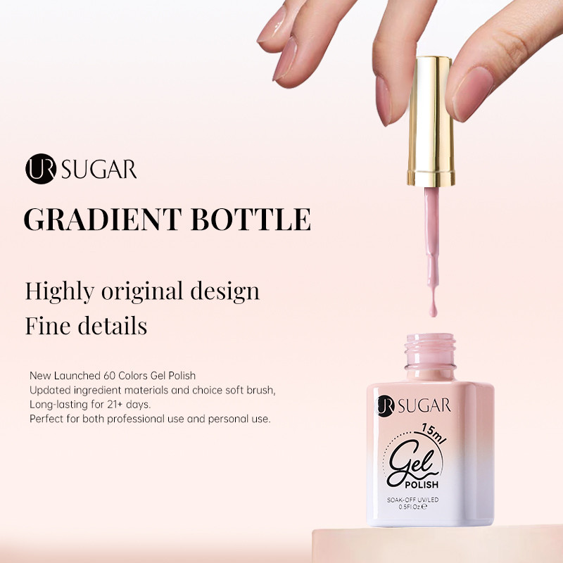 UR SUGAR สีทาเล็บเจล 15ml. 1 สี พร้อมเคลือบเล็บ UV LED กึ่งถาวร เคลือบเงาสําหรับ DIY สีเจล - รูปที่ 6