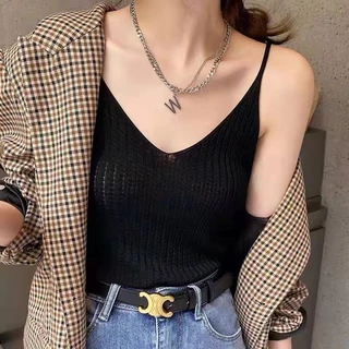 K ถักเสื้อชั้นในสตรีชุดเล็กด้านในคอวีออกแบบเสื้อบอททอม