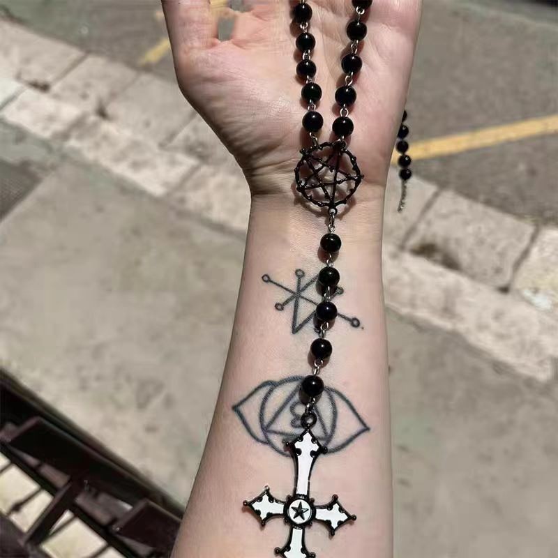 โลลิต้า Lolita พังก์โกธิค Steam Cross สร้อยคอ Black Abi Choker Star Mang เครื่องประดับวัฒนธรรมย่อย