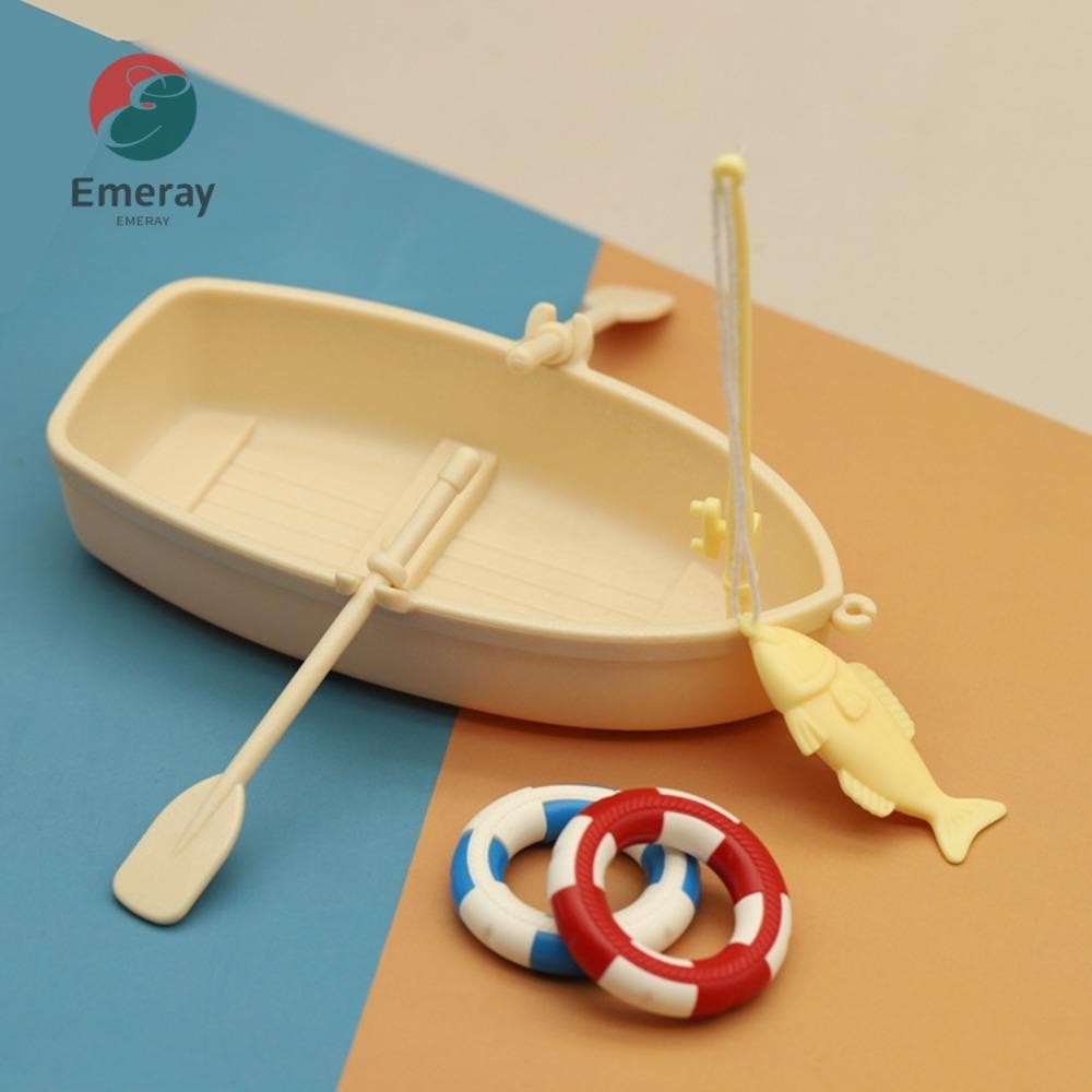 Emeray เครื่องประดับตุ๊กตา, โมเดลเรือตกปลาพลาสติกจําลอง, ชุดเรือตกปลาขนาดเล็กขนาดเล็กขนาดเล็ก Bagged เด็ก
