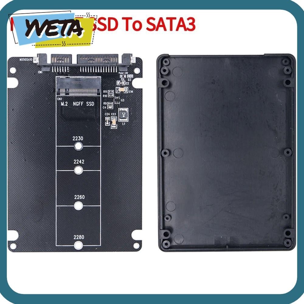 Yveta 1 ชิ้น M.2 ถึง SATA3 การ์ดอะแดปเตอร์, กล่องฮาร์ดไดรฟ์ภายนอกความเร็วสูง 6Gbps, ความเข้ากันได้กว้างพร้อมเชลล์ M2 NGFF SSD ถึง SATA3.0 ฮาร์ดดิสก์อะแดปเตอร์บอร์ด