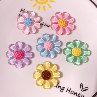 10 ชิ้น/แพ็ค Macaron สีโปร่งใส 8 กลีบดอกไม้ DIY เรซิ่น Flatb…