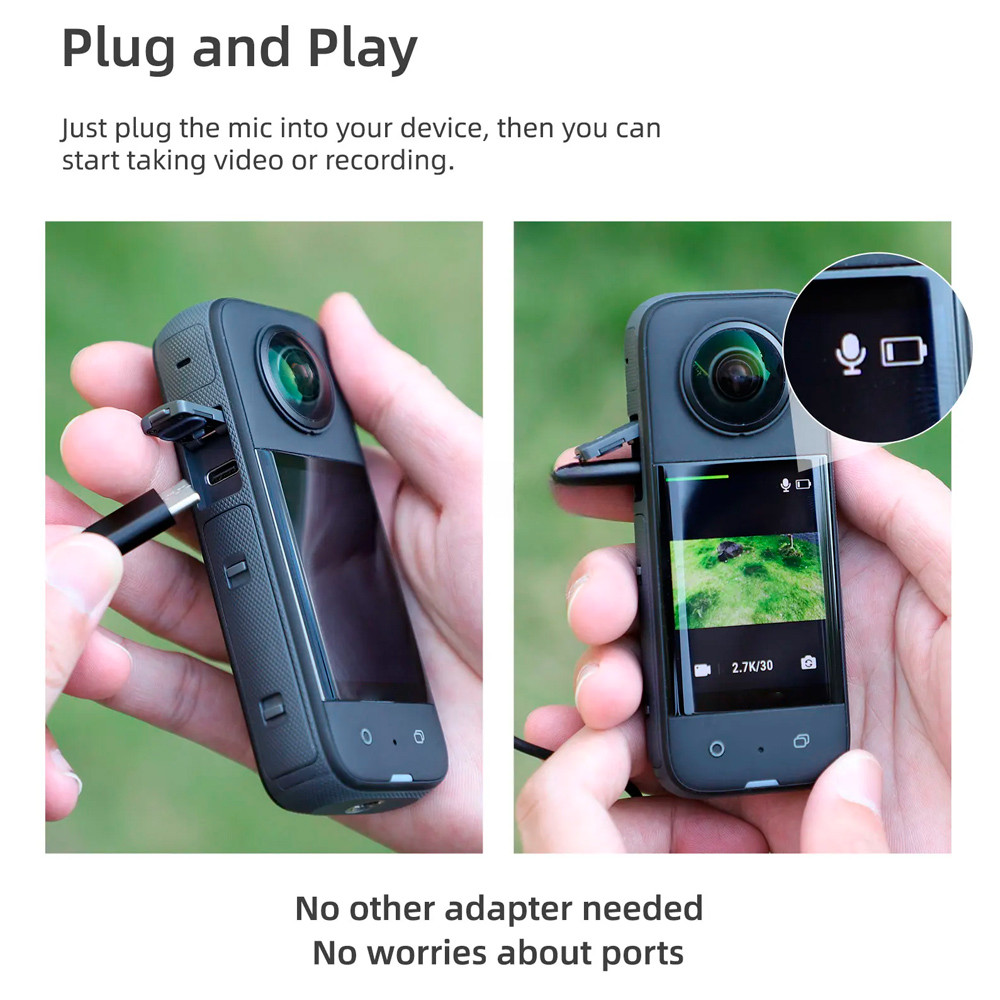 ไมโครโฟนแบบหนีบเสื้อสําหรับ Insta360 X4 X3 X2 DJI POCKET 3 Type-C ไมโครโฟนสําหรับ Insta360 Ace Pro อุปกรณ์เสริม
