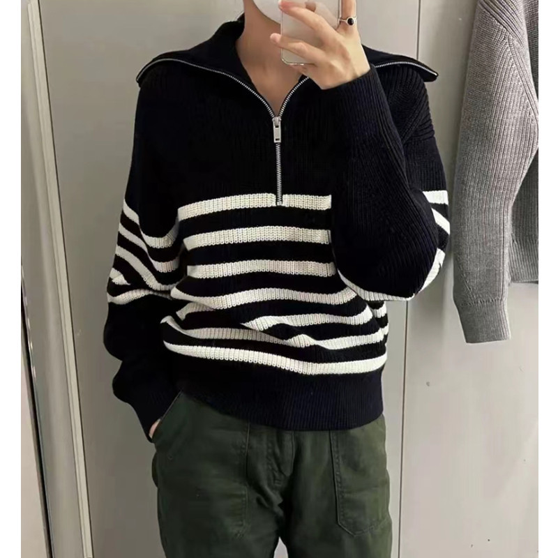 เสื้อไหมพรมคอสูง แขนยาว ถักลายวินเทจ สไตล์ฤดูใบไม้ร่วง สำหรับผู้หญิง