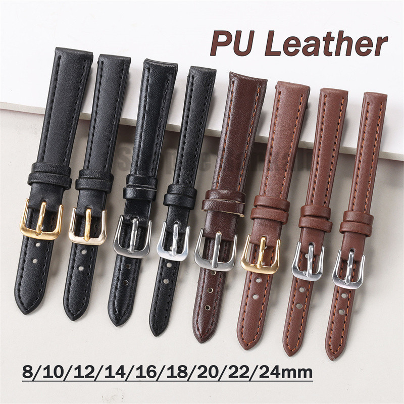สายนาฬิกาข้อมือหนัง ปู่ แบบนุ่ม 8/10/12/14/16/18/20/22/24 มม. หนังวัวบางเฉียบสร้อยข้อมือสากลสําหรับผู้ชายผู้หญิงสายรัดข้อมือเข็มขัดเปลี่ย