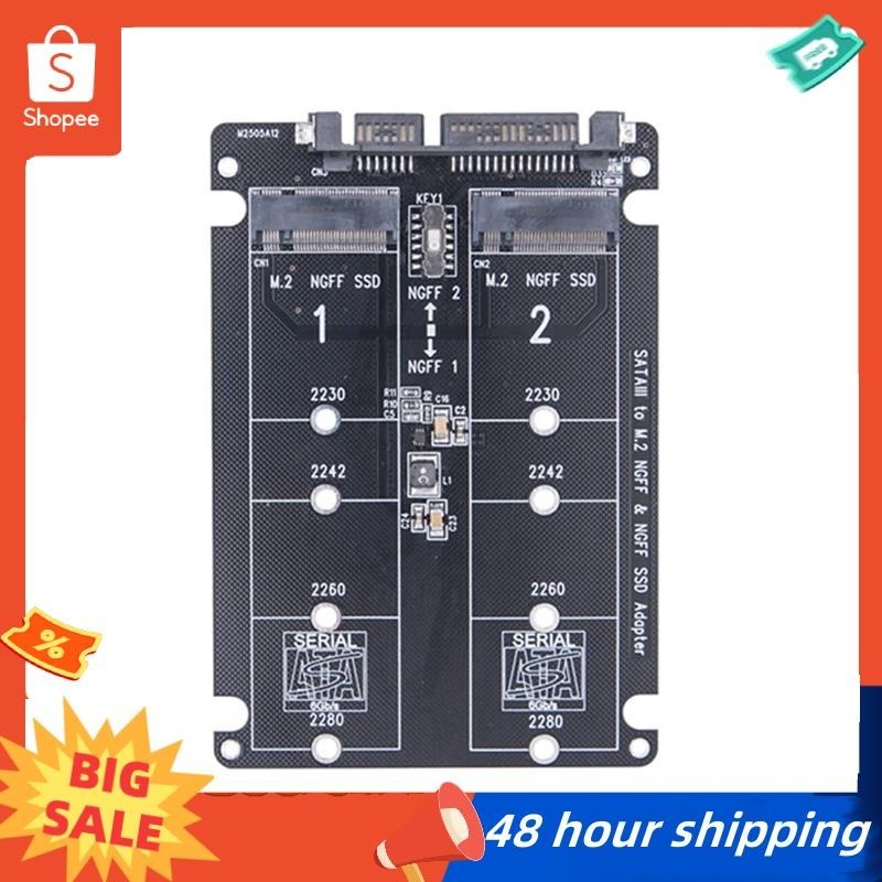 พร้อมสต็อก อะแดปเตอร์ Dual NGFF เป็น SATA 2 พอร์ต M.2 SATA SSD B Key ถึง SATA3.0 6Gbps Converter สําหรับ 2230 2242 2260 2280 M2 SSD สําหรับ PC