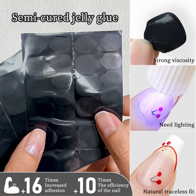 Born PRETTY Semi Cured Nail Jelly กาวสองด้านโปร่งใสเล็บปลอม Art เทปกาวสติกเกอร์ต้องการ UV โคมไฟแต่งเล็บอุปกรณ์เสริม