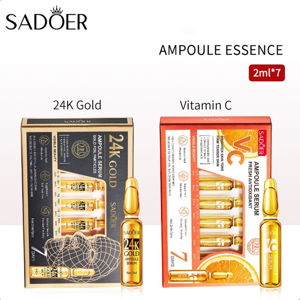 Sadoer Gold เซรั่มแอมพูลวิตามินซี โซเดียมไฮยาลูโรเนต 24K ให้ความชุ่มชื้น ผิวเรียบเนียน เพิ่มความยืดห