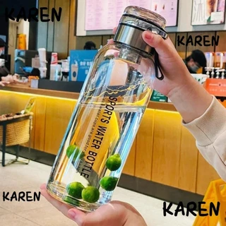 Karen ขวดน้ําแก้ว,พร้อมฝาปิดถ้วยแก้วใส, Drinkware 750ml/1000ml ความจุขนาดใหญ่ Leakproof พร้อมที่จับกีฬากลางแจ้งถ้วยน้ําของขวัญ