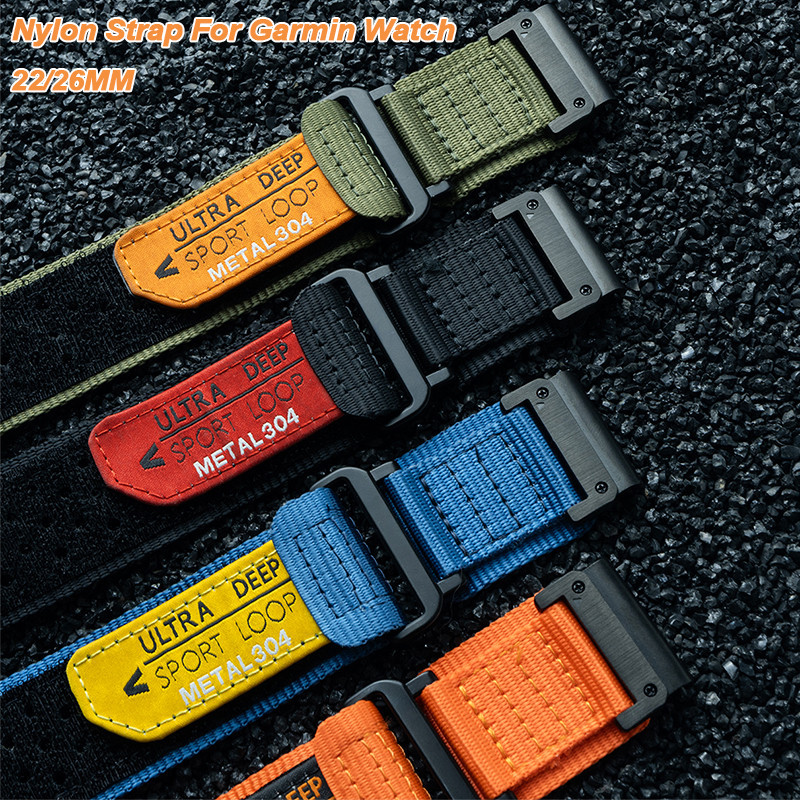 22 26 มม.Garmin Nylon Quick Fit สําหรับ Fenix5 5XPlus 6 6XPro 7 7XPro กีฬาสายรัดข้อมือ Taxtix7 นาฬิก