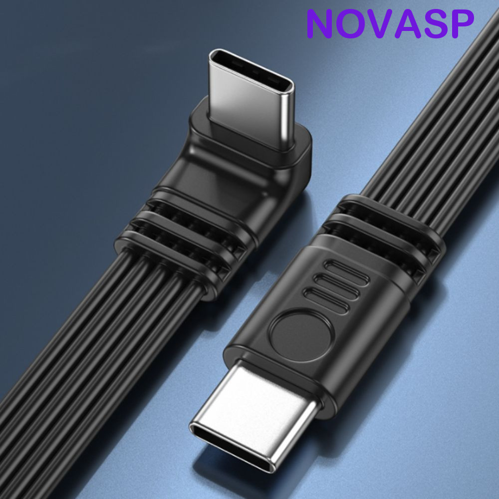 Novasp สายต่อ USB C, ประเภท C ถึง Type C 90 องศา Type C ขยายสายข้อมูล, 480Mbps 45W Fast Charging Soft Line สายชาร์จสําหรับโทรศัพท์ Mobil/แท็บเล็ต/PC/แล็ปท็อป