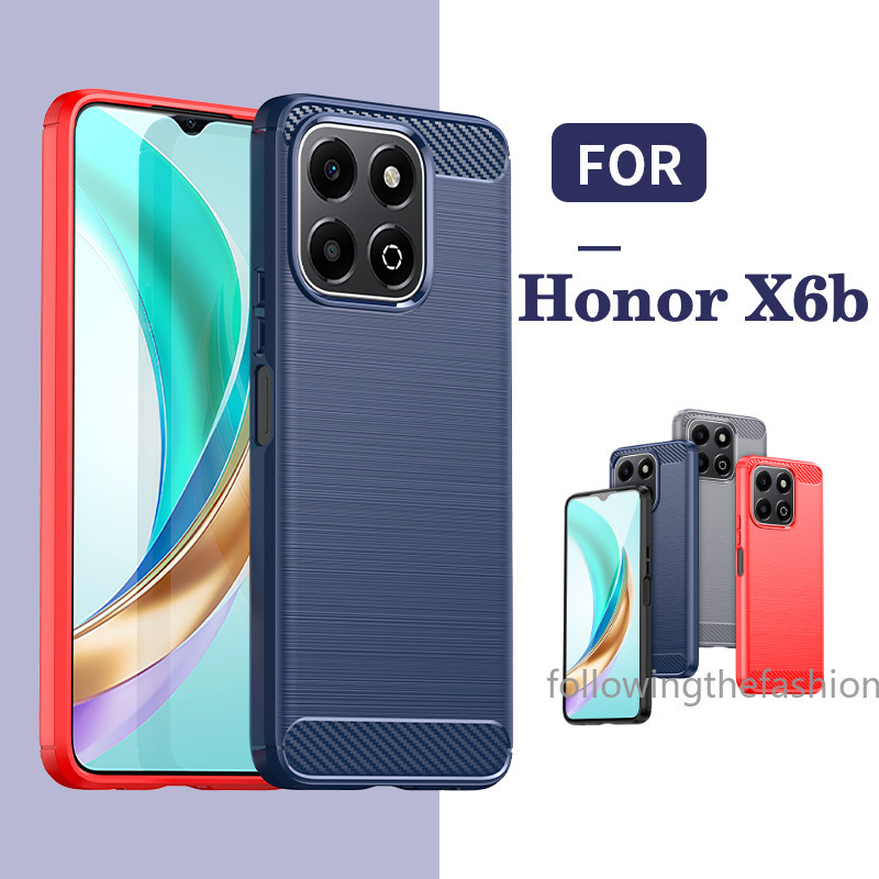 ปลอกสําหรับ Honor X6b X6 X6a BA 4G 5G 2024 เคสโทรศัพท์เกราะคาร์บอนไฟเบอร์ TPU ปลอกซิลิโคนอ่อนนุ่มแฟชั่นป้องกันกันกระแทกฝาหลัง
