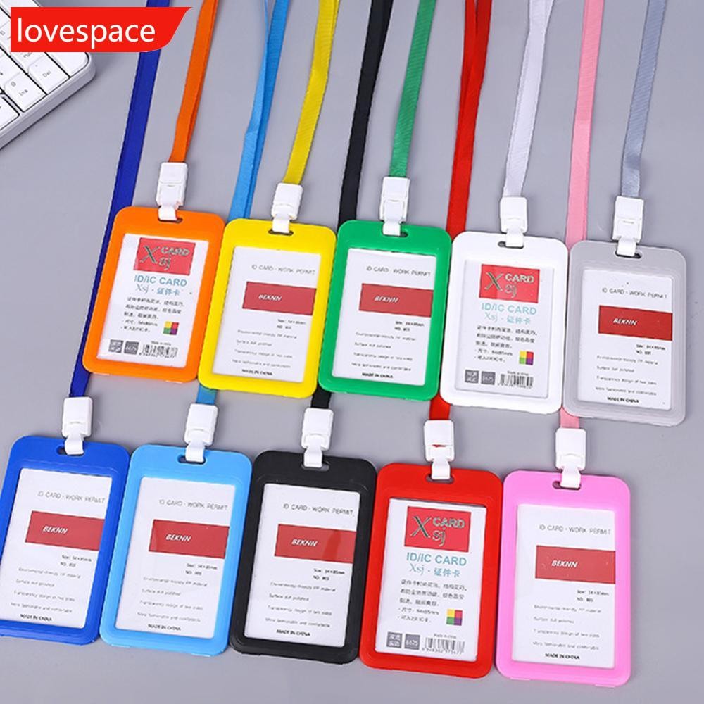 LOVESPACE Lanyards ID Card Holder Bank Bus Pass Card Case Cover Bank ผู้ถือบัตรเครดิตสายคล้อง Cardho