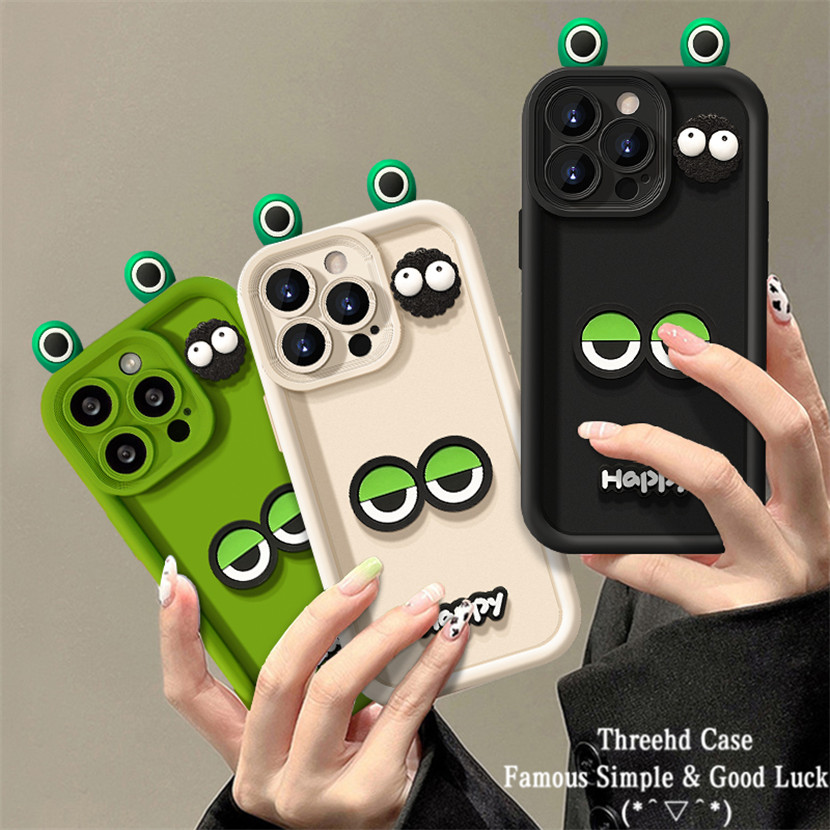 3d กบตาปลอกสําหรับ Infinix Note Hot 40 Pro Smart 8 7 40i 30i 30 Play Tecno Spark GO 2024 Spark 20C 20 GT 20Pro Camon 20 Pro หมายเหตุ 40 Matte Angel Eye ง่ายน่ารักตานุ่ม
