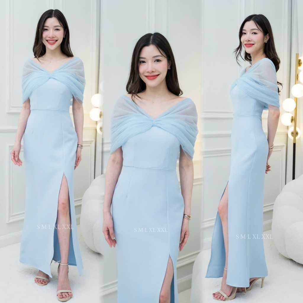 ชุดไปงานแต่ง เรียบหรู ดูแพง ชุดเดรส ชุดออกงาน NP036 เกรดพรีเมี่ยม เดรสยาว เกาะอกมุ้ง มีฟองน้ำ งานแต่งงาน ชุดราตรี Dress - รูปที่ 5