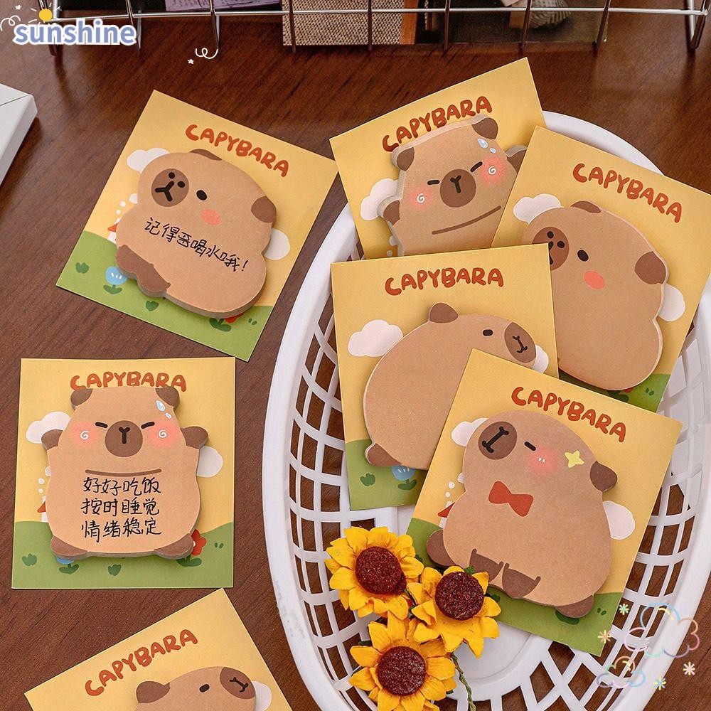 Ssunshine Capybara Sticky Notes, 30 แผ่นการ์ตูน Memo Pad, อุปกรณ์การเรียน Self-กาวเครื่องเขียน Notepad