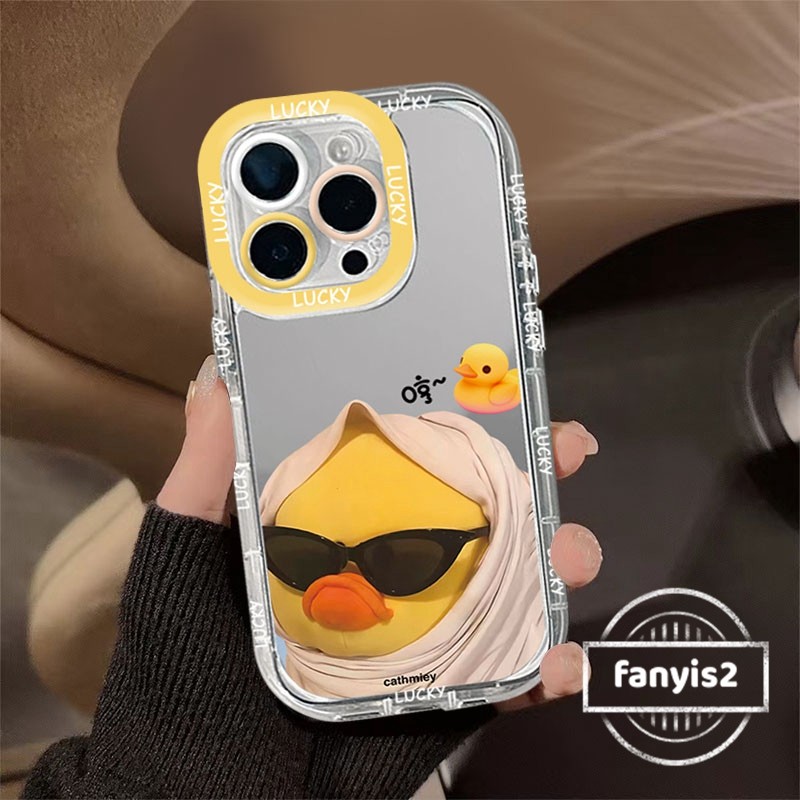 สําหรับredmi 13C 12 12C 10C 10 9A 9C A1 A3 หมายเหตุ 13 12 11 11s 10 10s Pro 4G Xiaomi Poco X6 F6 Pro 5Gกระจกปลอกการ์ตูนเป็ดสีเหลืองเคสโทรศัพท์ปกอ่อน