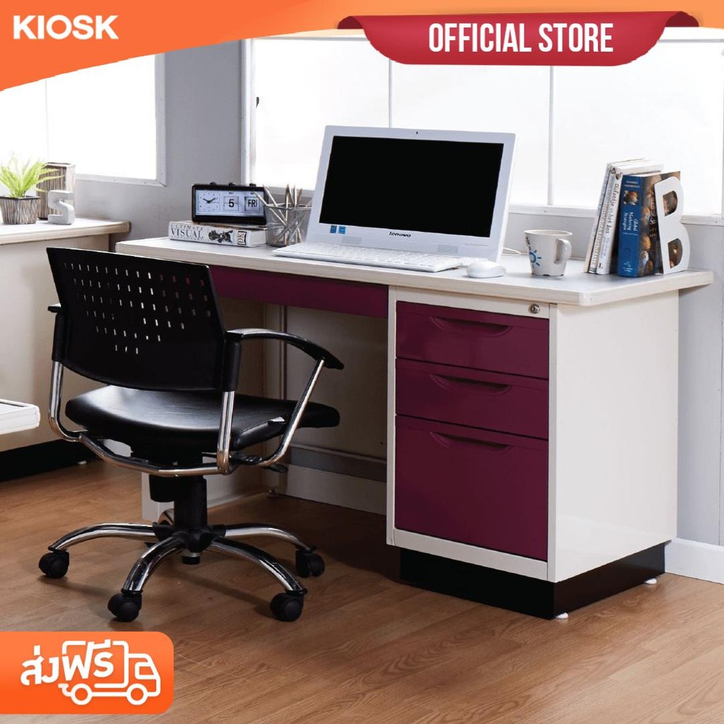 [จัดส่งพร้อมติดตั้งฟรี] KIOSK โต๊ะทำงาน VIO หน้าเหล็ก 105 ซม. โต๊ะทำงานเหล็ก