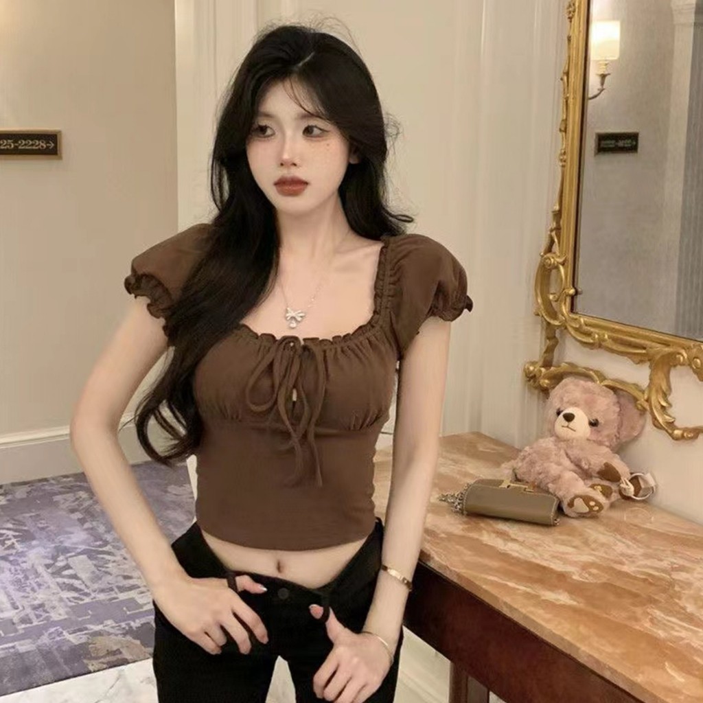 เดรสคอเหลี่ยมแขนยาวใหม่กระชับและดูดี รูปที่ 7